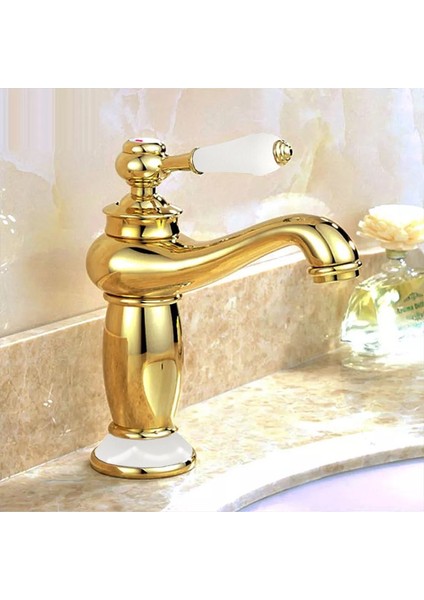 Rustik Lavabo Bataryası Vintage Altın Gold KLB100-G