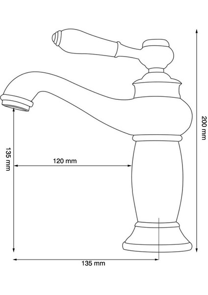 Rustik Lavabo Bataryası Vintage Altın Gold KLB100-G