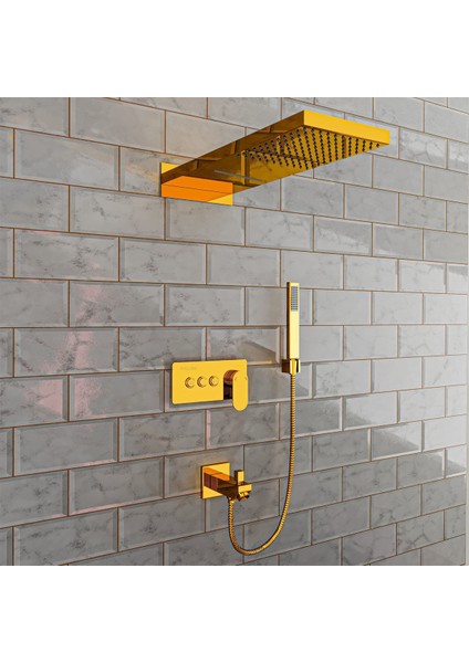Ankastre Comfort Panel Şelale Duş Seti Altın Gold FAU111-G