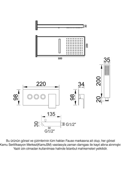 Ankastre Comfort Panel Şelale Duş Seti FAU111