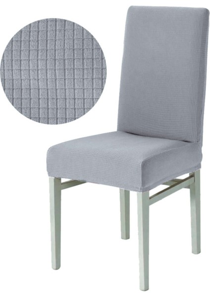 Açik Gri Bambu Sandalye Kılıfı Yıkanabilir Likralı Esnek Lastikli Sandalye Örtüsü