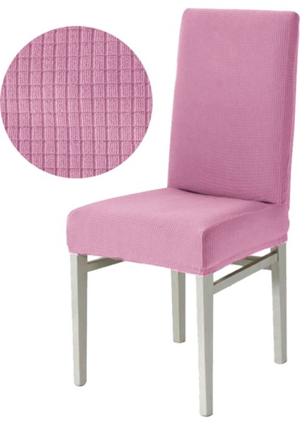 Pembe Bambu Sandalye Kılıfı Yıkanabilir Likralı Esnek Lastikli Sandalye Örtüsü