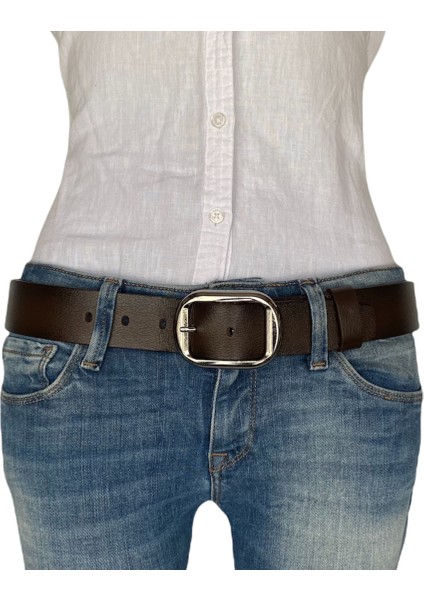 Deri, Nikel Tokalı Koyu Kahverengi Kadın Kemeri 4 cm fiyatları