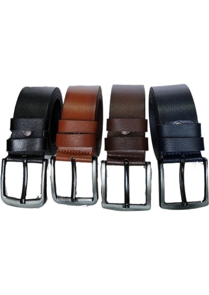 %100 Deri 4'lü Set Düz Kot Pantolon Kemeri 4.5cm: Siyah-Kahverengi -Taba-Lacivert modelleri