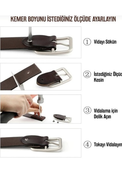 %100 Deri 2'li Set Siyah Tokalı Kot Pantolon Kemeri 4.5cm; Siyah - Taba indirimleri