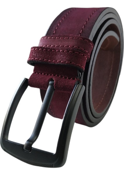 %100 Deri Bordo Süet Kot Pantolon Kemeri 4.5cm modelleri