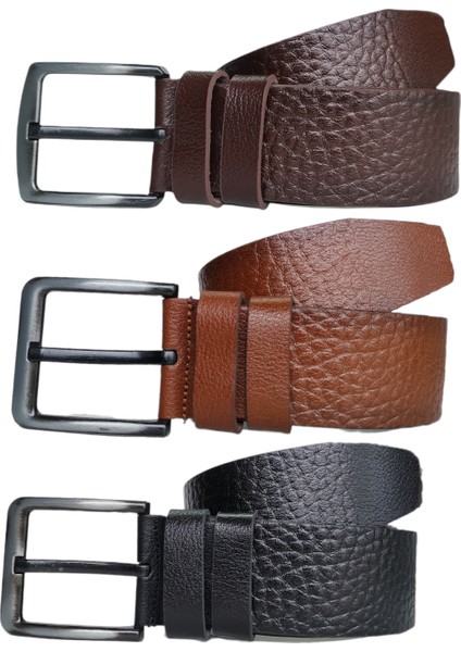 %100 Deri 3'lü Set Kroko Desenli Kot Pantolon Kemeri 4.5cm: Siyah-Kahverengi-Taba fiyatları