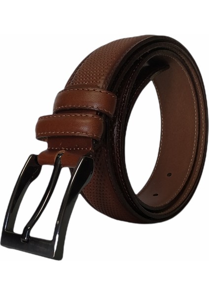 %100 Deri Desenli Kahverengi Klasik Kumaş Pantolon Kemeri 3.5cm modelleri