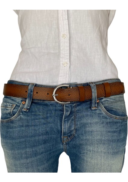 Deri Gümüş Tokalı Taba Baskılı Kadın Kemeri, 3cm fiyatları