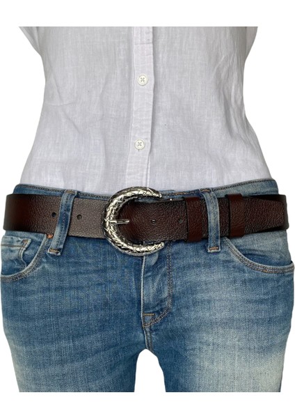 Deri, Gümüş Tokalı Bordo Kadın Kot Kemeri 4 cm modelleri