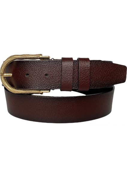 Deri, Gold Tokalı Bordo Kadın Kot Kemeri 4 cm