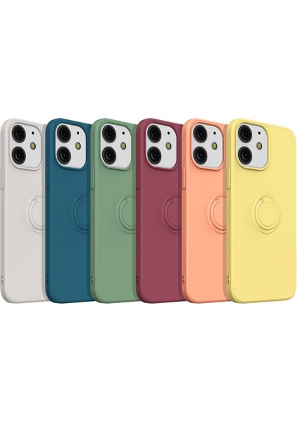 iPhone 13 Mini Için 360 ° Döner Halkalı Düşmeye Dayanıklı Sıvı Silikon Kayışlı Koruyucu Kılıf - Koyu Mavi (Yurt Dışından)