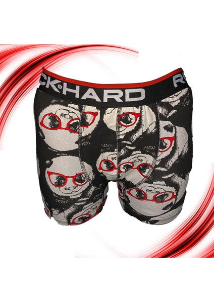 Siyah Panda Desenli Tasarım Erkek Boxerı