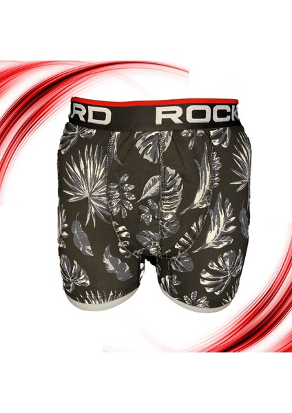 Yaprak Desenli Siyah Pamuklu Tasarım Erkek Boxer