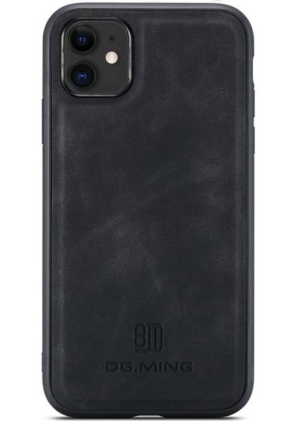 M1 Serisi Tcüzdan + Deri Kaplamalı iPhone 11 Için 6.1 Inç Kılıfı - Siyah (Yurt Dışından)