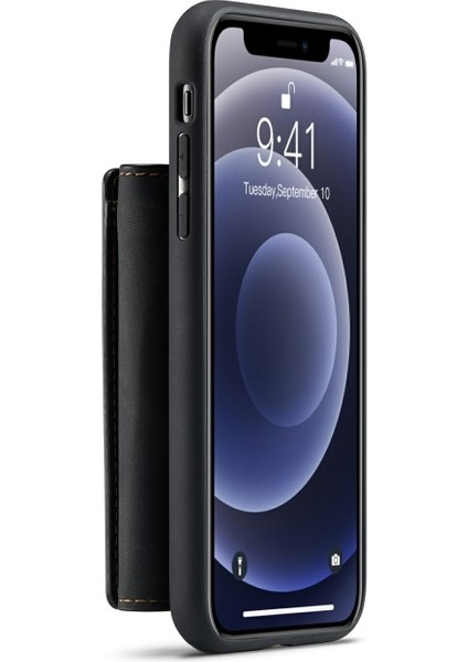 M1 Serisi Tcüzdan + Deri Kaplamalı iPhone 11 Için 6.1 Inç Kılıfı - Siyah (Yurt Dışından)
