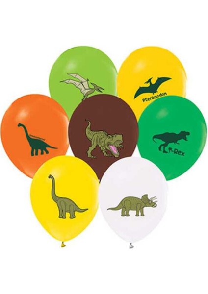 Dinozorlar Karışık Renk Latex Balon 10 Adet