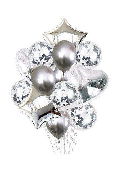 Gümüş Yıldız Folyo Balon Demeti