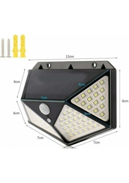 Hareket Sensörlü Güneş Enerjili LED Aydınlatma Dış Mekan Bahçe 100 LED Li