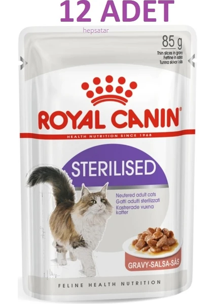 Royal Canin Sterilised Gravy-Salsa Soslu Kısır Kedi Yaş Maması 12 Adet x 85 gr