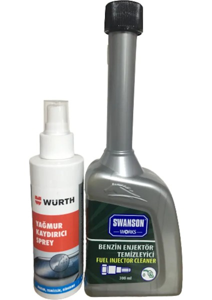 Benzin Enjektör Temizleyici 300 ml + Würth Yağmur Kaydırıcı Sprey 150 ml