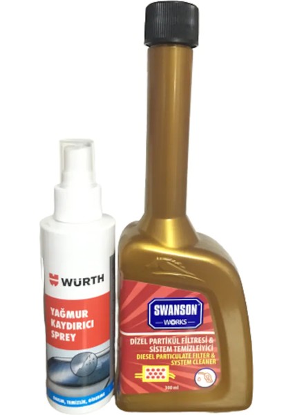 Dizel Enjektör Temizleyici 300 ml + Würth Yağmur Kaydırıcı Sprey 150 ml