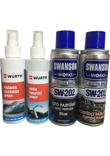 Würth Buğu Önleyici ve Yağmur Kaydırıcı + Swanson Torpido Temizleyici Veoto Parfüm