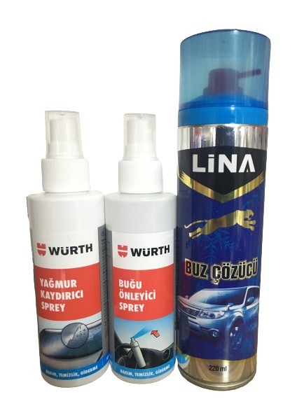 Buğu Önleyici + Yağmur Kaydırıcı 150 ml + Lina Buz Çözücü 220 ml