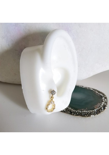 Cerrahi Çelik Gold Damla Taşlı Piercing - Bar Uzunluğu 6 mm - 1 Adet fiyatları