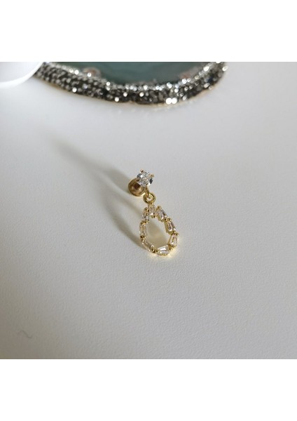 Cerrahi Çelik Gold Damla Taşlı Piercing - Bar Uzunluğu 6 mm - 1 Adet modelleri