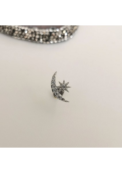 Cerrahi Çelik Zirkon Taşlı Lal&yıldız Piercing - Bar Uzunluğu 6 Mm. 1 Adet