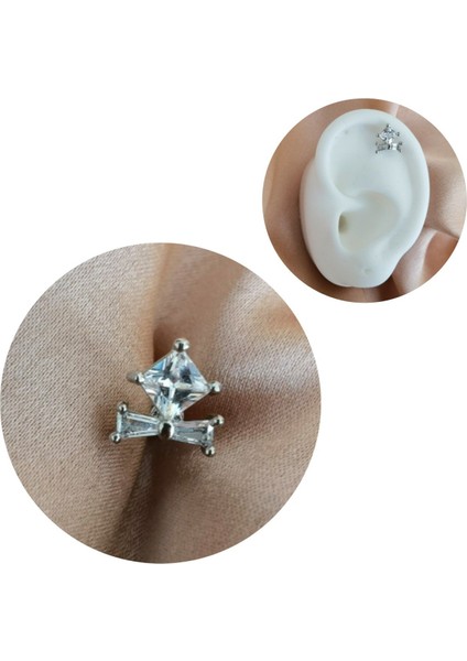 Cerrahi Çelik Geometrik Modelli Piercing - Bar Uzunluğu 6 Mm. 1 Adet