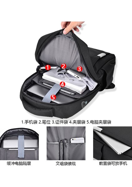 USB Şarj Portlu Laptopnotebook Sırt Çantası - Siyah (Yurt Dışından) modelleri