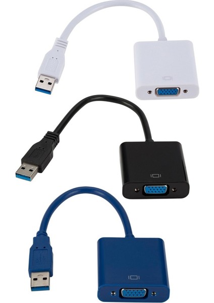 USB 3.0 VGA Adaptörü USB VGA Harici Video Kartı VGA Dönüştürücü Beyaz (Yurt Dışından)