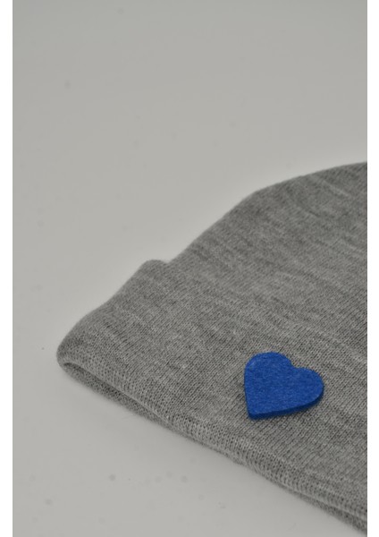 Sevgililer Günü Özel Koleksiyonu Mavi Kalp Figürlü Gri Renk Unisex Erkek/Kadın Bere fiyatları