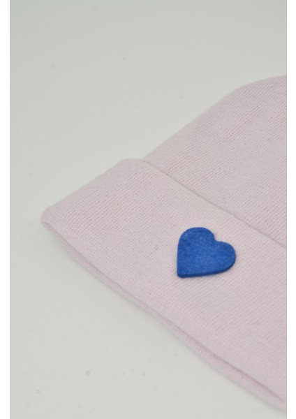 Sevgililer Günü Özel Koleksiyonu Mavi Kalp Figürlü Pembe/Pudra Renk Unisex Erkek/Kadın Bere fiyatları