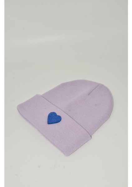 Sevgililer Günü Özel Koleksiyonu Mavi Kalp Figürlü Lila/Mor Renk Unisex Erkek/Kadın Bere