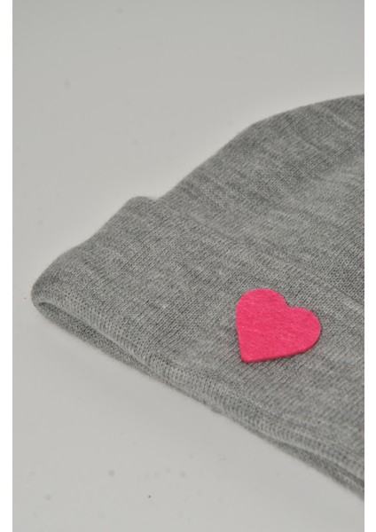 Sevgililer Günü Özel Koleksiyonu Pembe Kalp Figürlü Gri Renk Unisex Erkek/Kadın Bere fiyatları