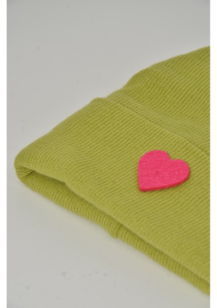 Sevgililer Günü Özel Koleksiyonu Pembe Kalp Figürlü Fıstık Yeşili Renk Unisex Erkek/Kadın Bere fiyatları