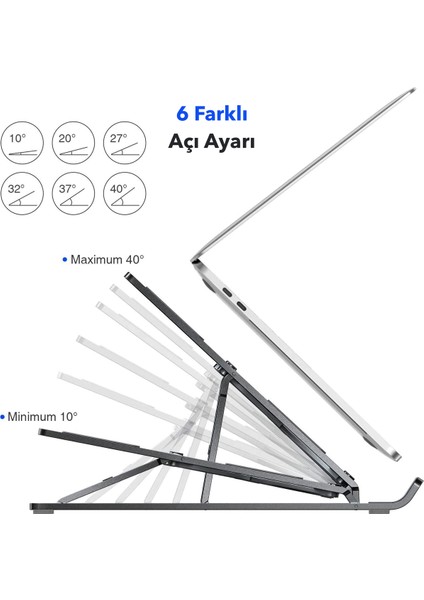 N29-3 Katlanır Aluminyum Laptop Bilgisayar Standı - Siyah