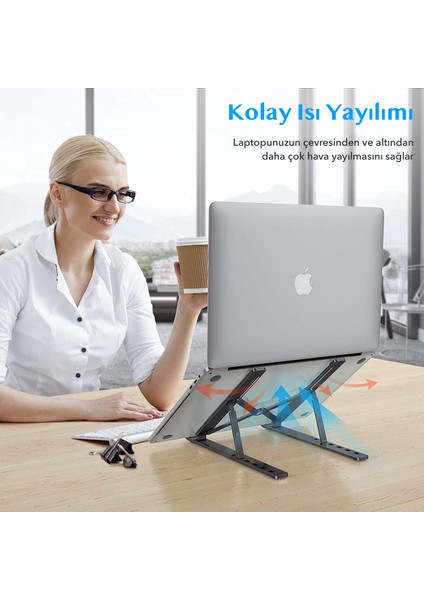 N29-3 Katlanır Aluminyum Laptop Bilgisayar Standı - Siyah