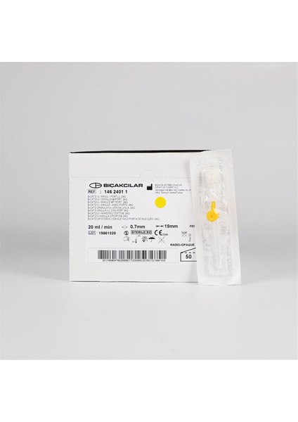 Bıçakcılar Branül (Intraket) Sarı (24G) Portlu 50'li Paket