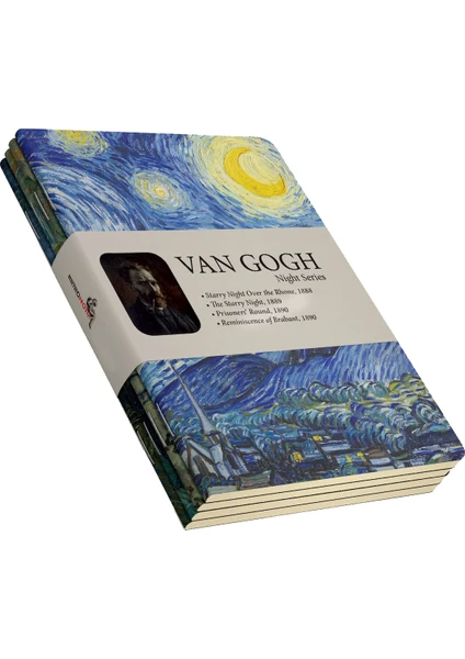 Van Gogh 4'lü Defter Seti 1  Night Series  Çizgisiz  64 Sayfa  14X21CM