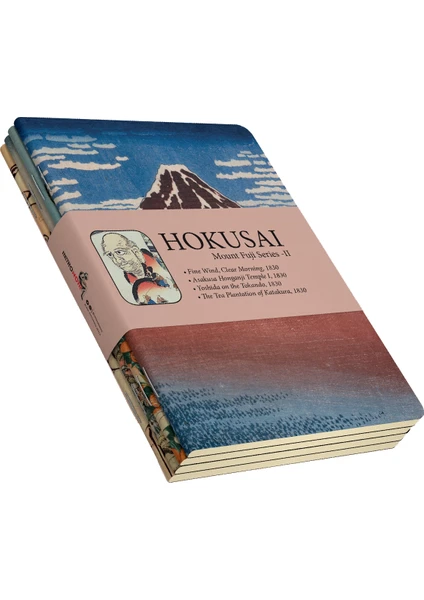 Hokusai 4'lü Defter Seti 2  Mount Fuji Series Iı  Çizgisiz  48 Sayfa  10,5X14CM