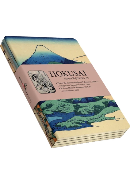 Hokusai 4'lü Defter Seti 4  Mount Fuji Series Iv  Çizgisiz  48 Sayfa  10,5X14CM