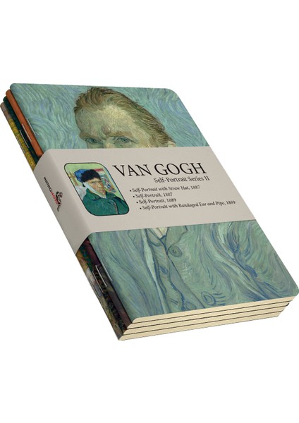 Van Gogh 4'lü Defter Seti 5  Selfportrait Series Iı  Çizgisiz  64 Sayfa  14X21CM