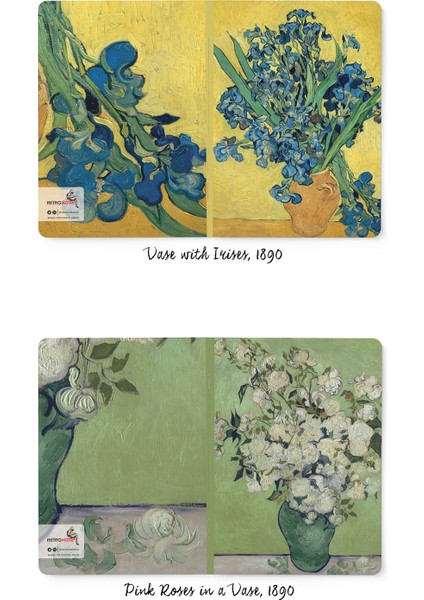 Van Gogh 4'lü Defter Seti 3  Flowers Series  Çizgisiz  64 Sayfa  14X21 cm