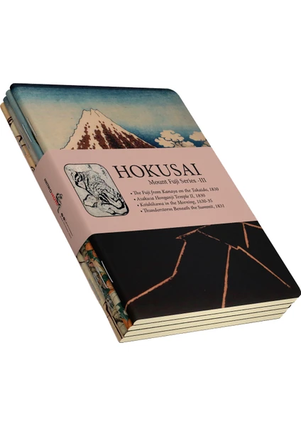 Hokusai 4'lü Defter Seti 3  Mount Fuji Series Iıı  Çizgisiz  64 Sayfa  14X21CM