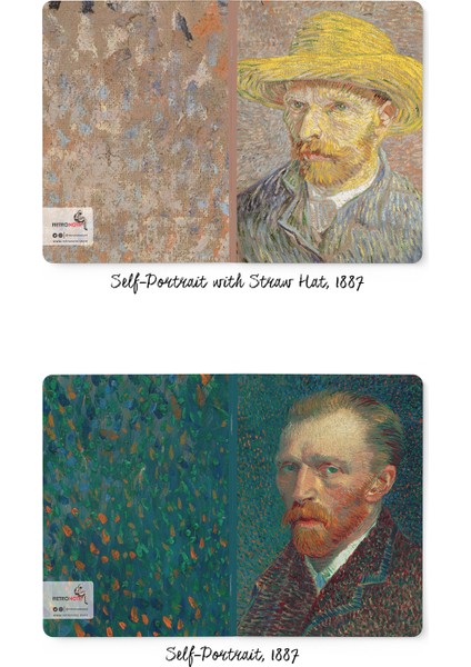 Van Gogh 4'lü Defter Seti 5  Selfportrait Series Iı  Çizgisiz  64 Sayfa  14X21CM