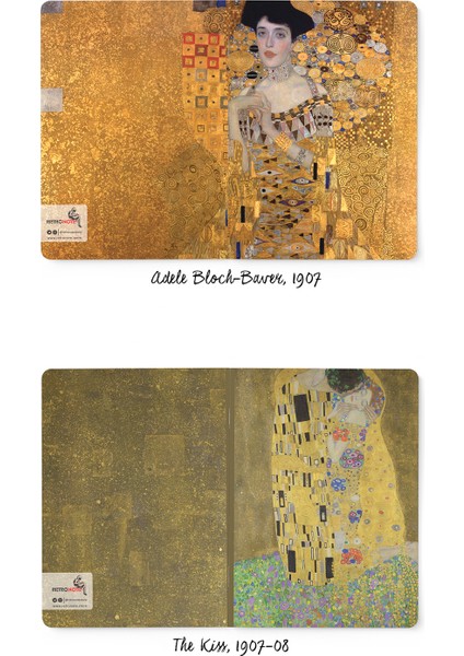 Gustav Klimt 4'lü Defter Seti 1  Gold Series  Çizgisiz  64 Sayfa  14X21CM